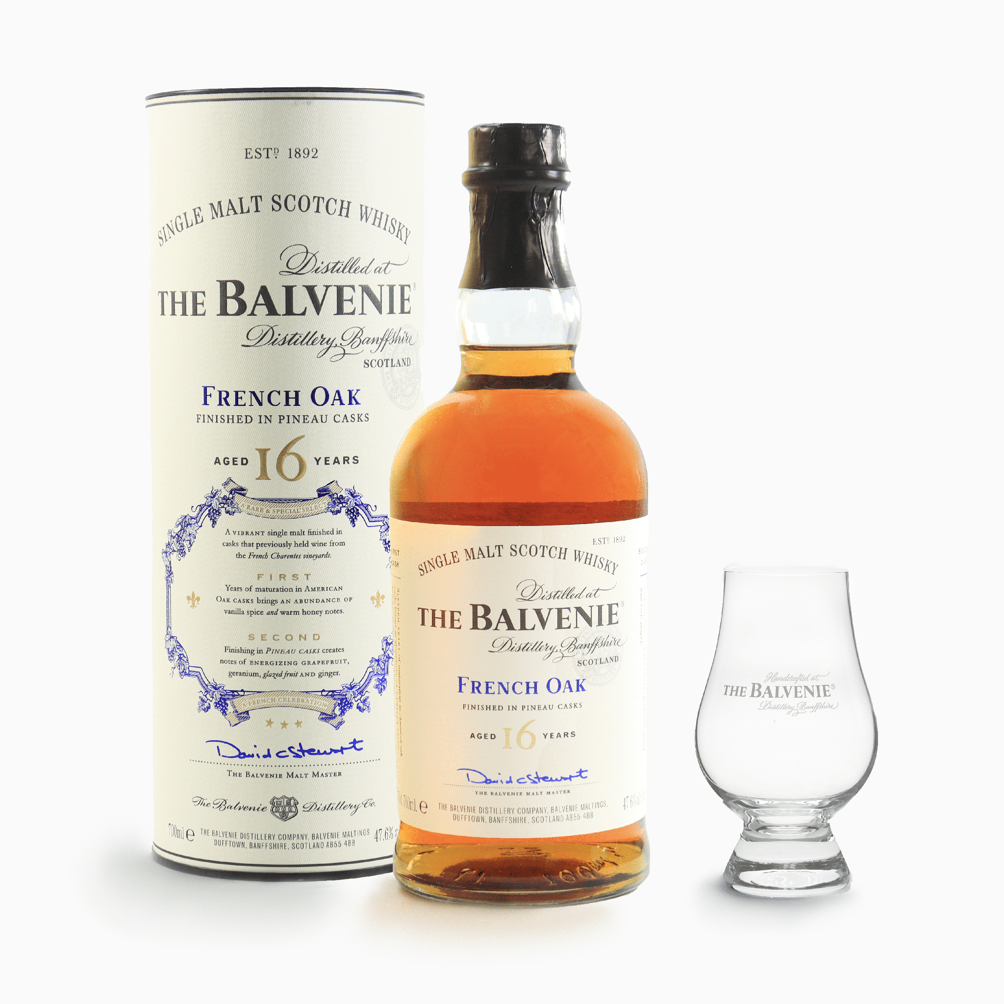 Balvenie - 16 Year Old (French Oak) Pineau Cask + Glencairn Glass