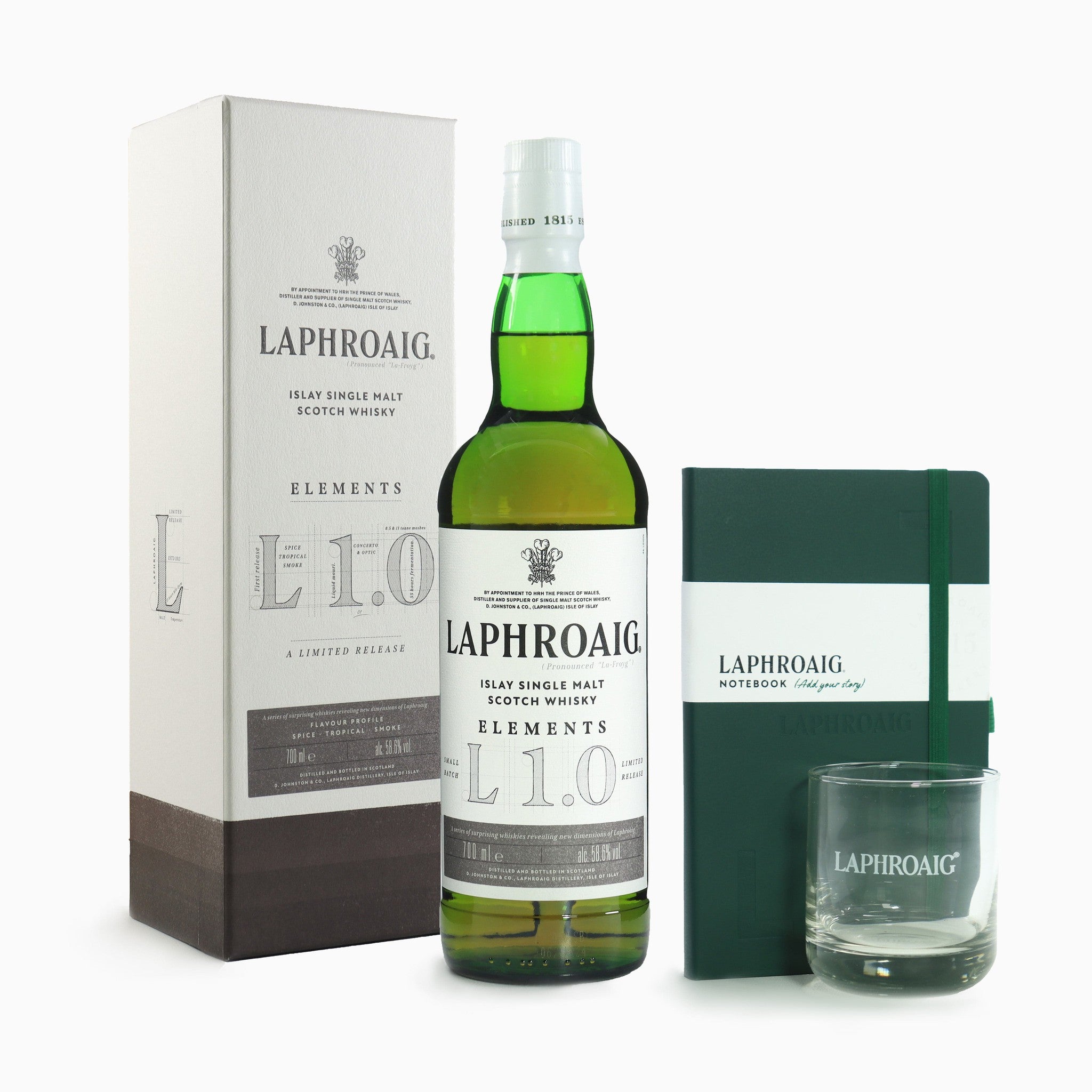 Laphroaig - Elements 1.0 + Free Notebook & Glass